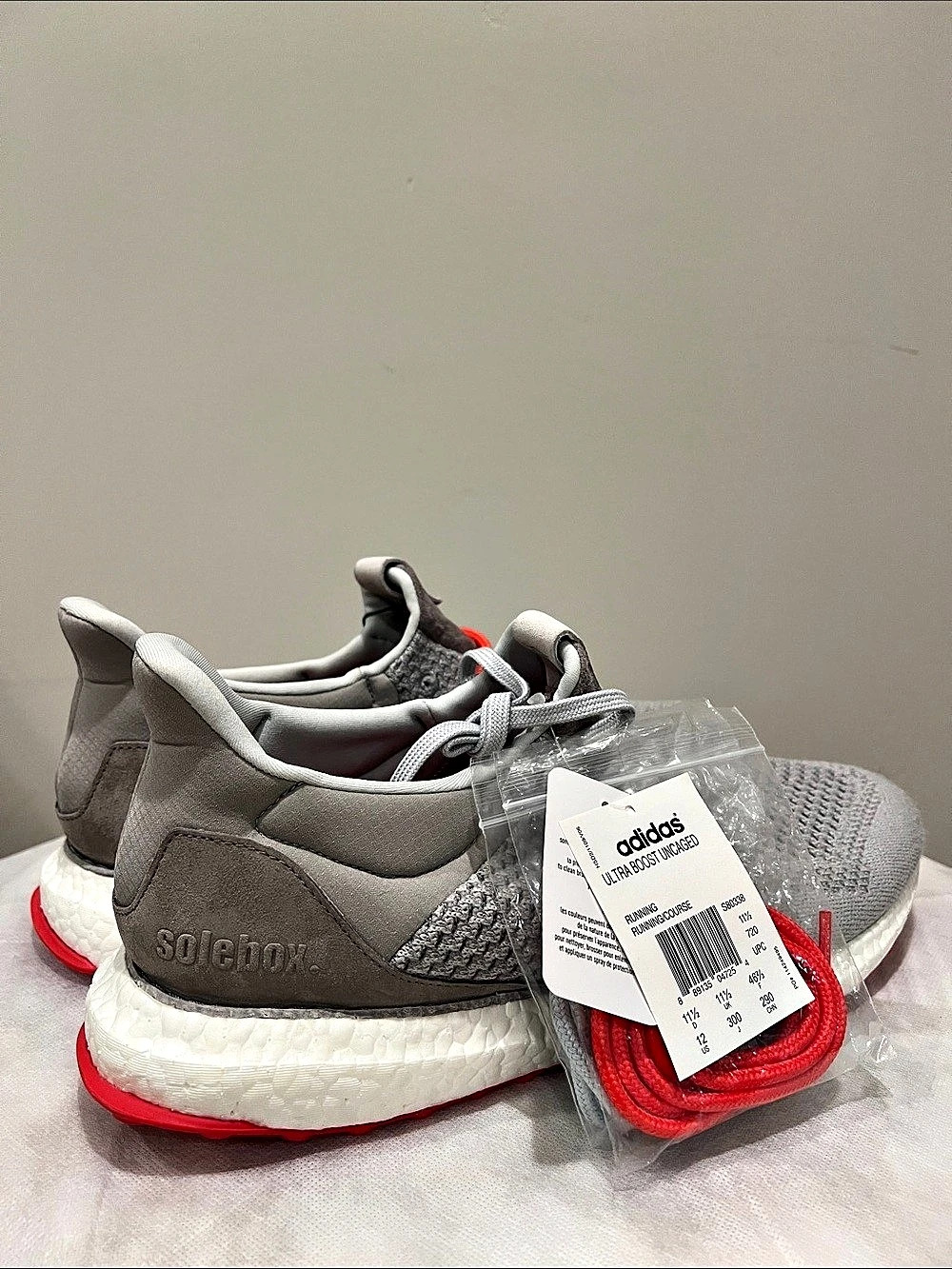 adidas UltraBOOST Uncaged Solebox Gray & Red MENS US 12 NWT + ORIGINAL BOX